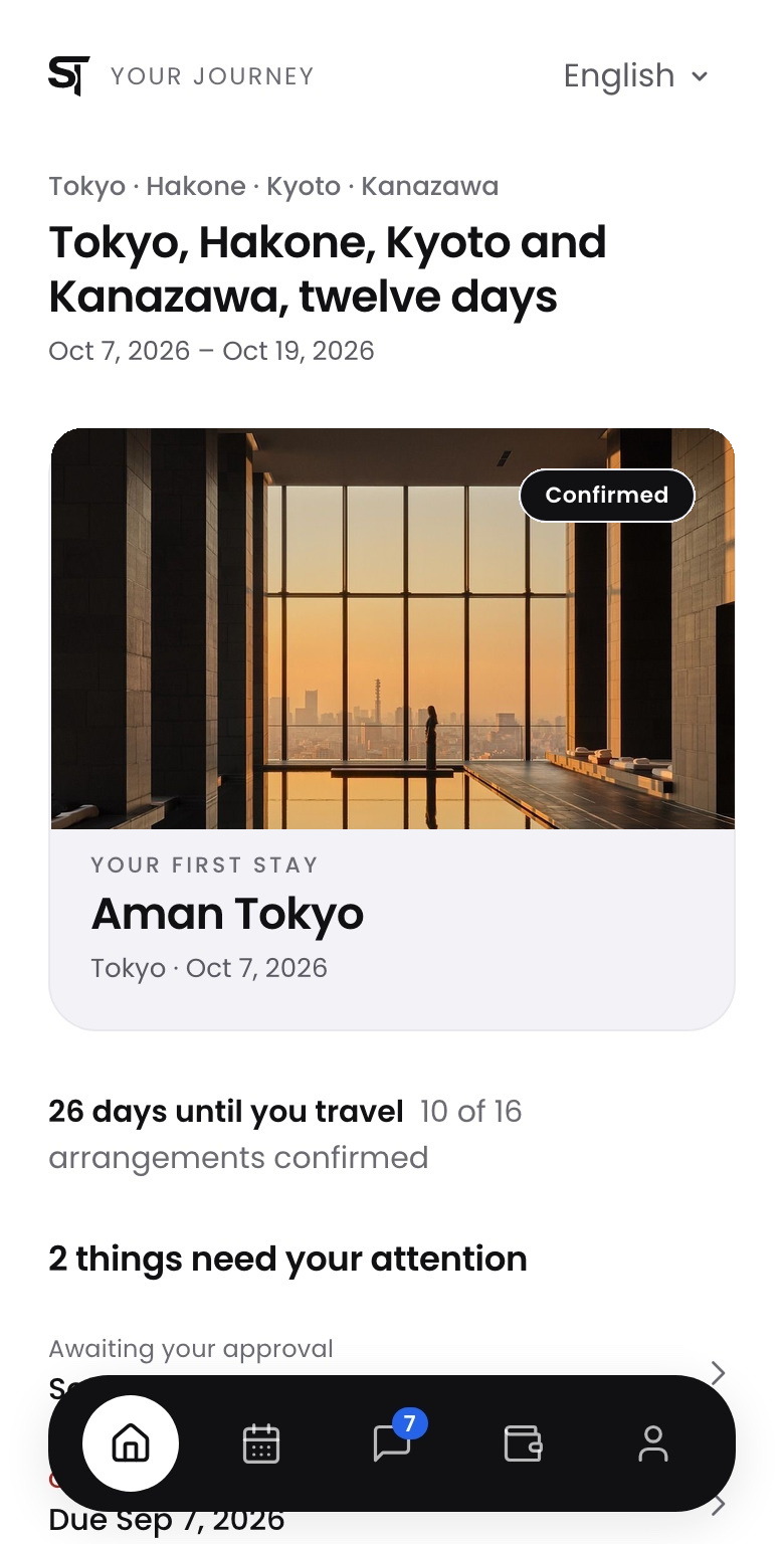 STAYGO Concierge: journey home screen